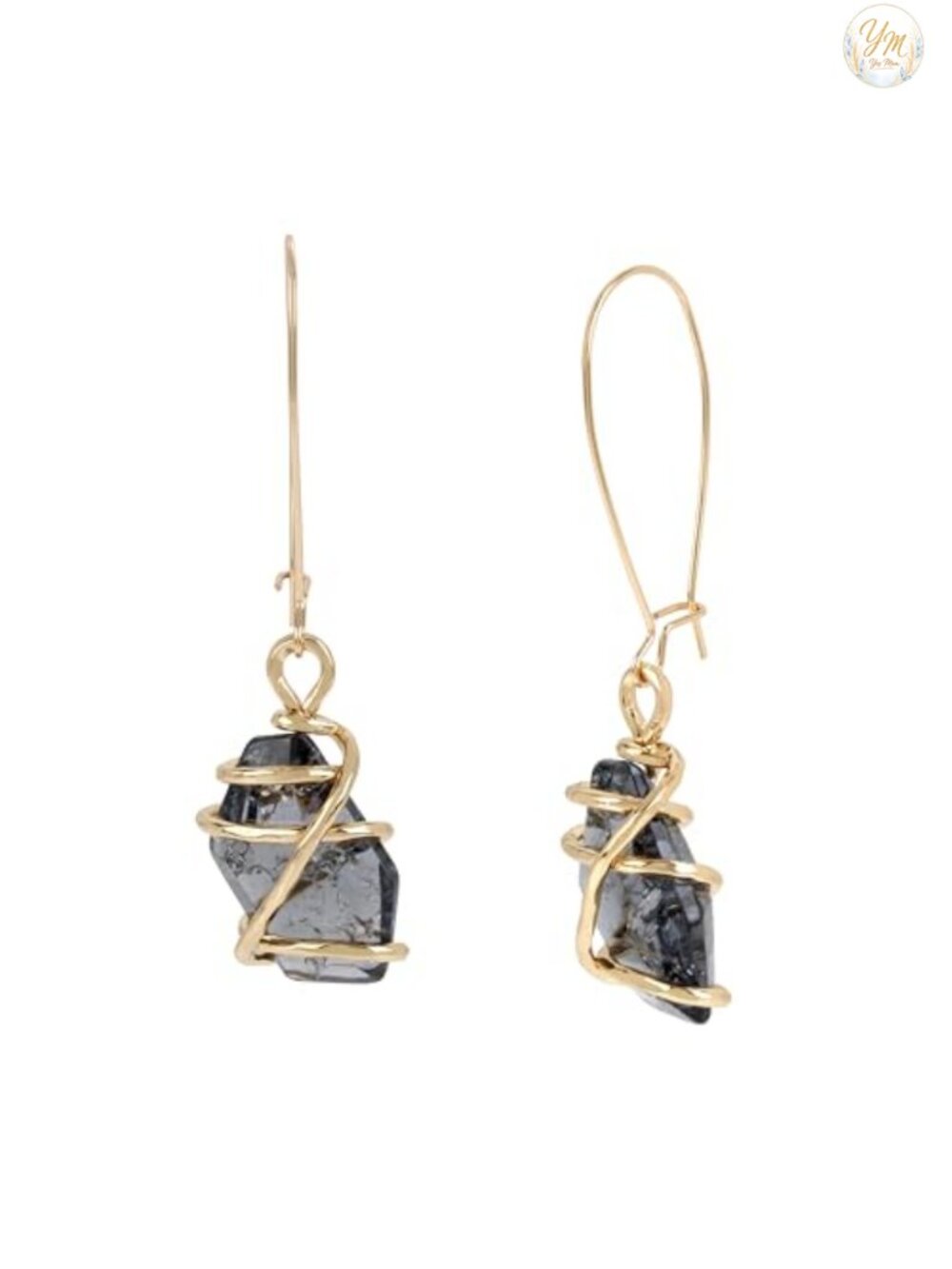 Robert Lee Morris Caged Stone Dangle Earrings in Metal with Shepherd's Hook